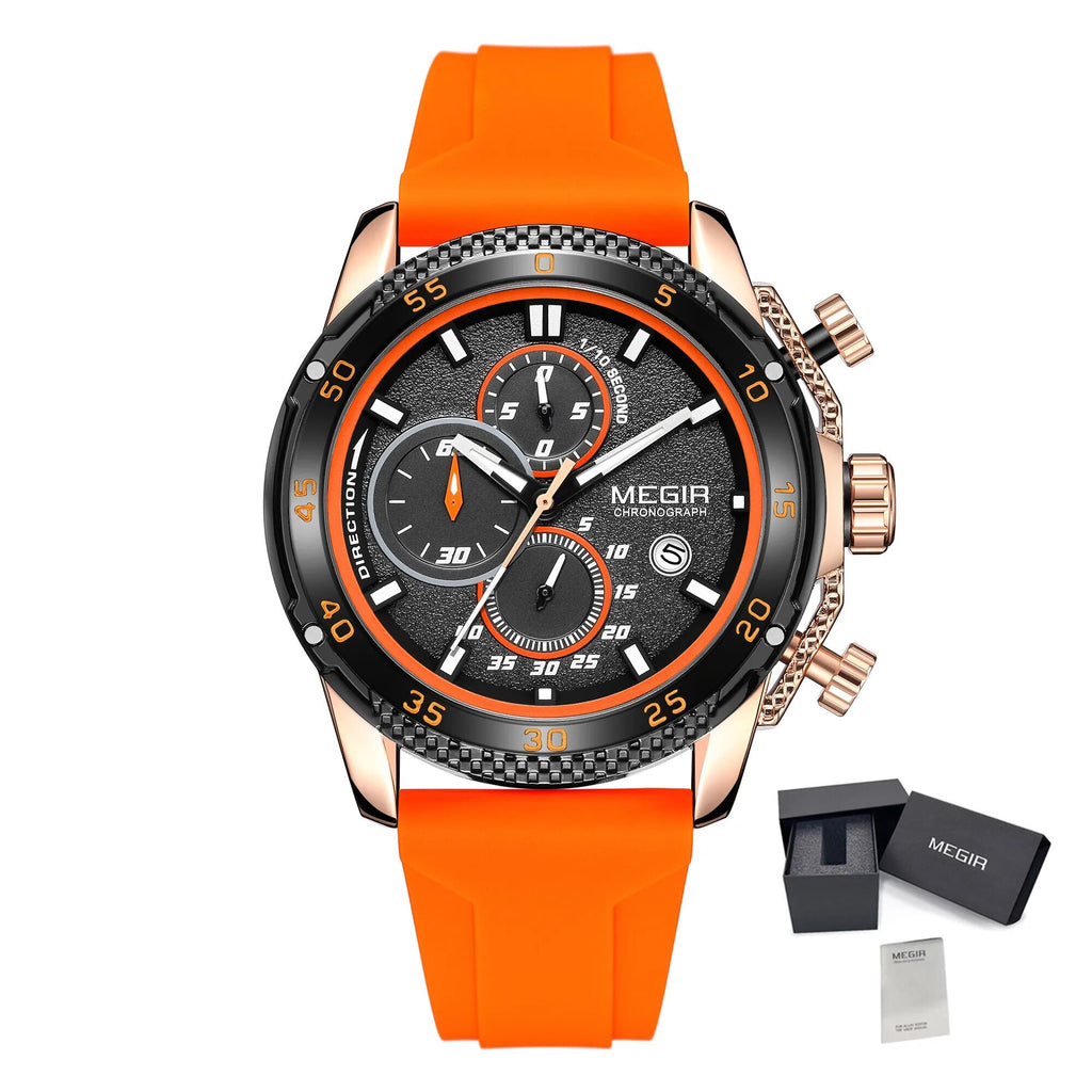 MEGIR Men's Watches Luxury Military Sport Wristwatches Waterproof Luminous Silicone Strap Quartz Chronograph Reloj Hombre 2211