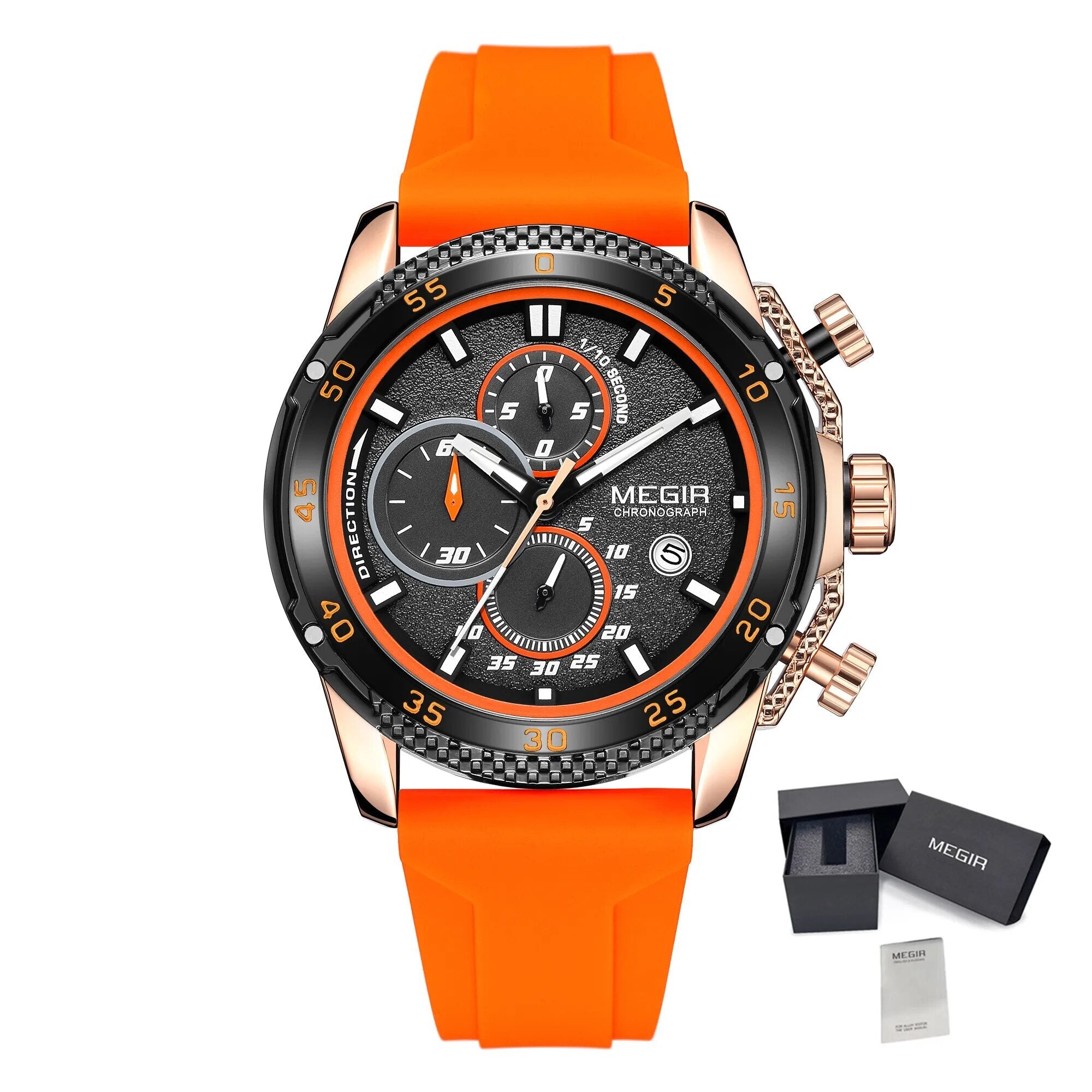 MEGIR Men's Watches Luxury Military Sport Wristwatches Waterproof Luminous Silicone Strap Quartz Chronograph Reloj Hombre 2211