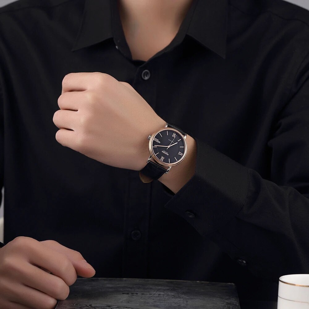 NAKZEN 7002 Men Business Automatic Mechanical Watches Brand Luxury Leather Man Wrist Watch Male Clock Relogio Masculino Miyota 9015
