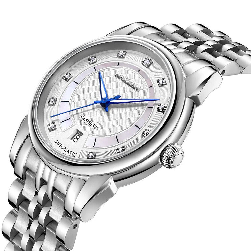 NAKZEN Men Japan Automatic NH35 Movement Mechanical Watch Mens Luminous Waterproof Diamond Classic Wrist Watches Reloj Hombre 6033