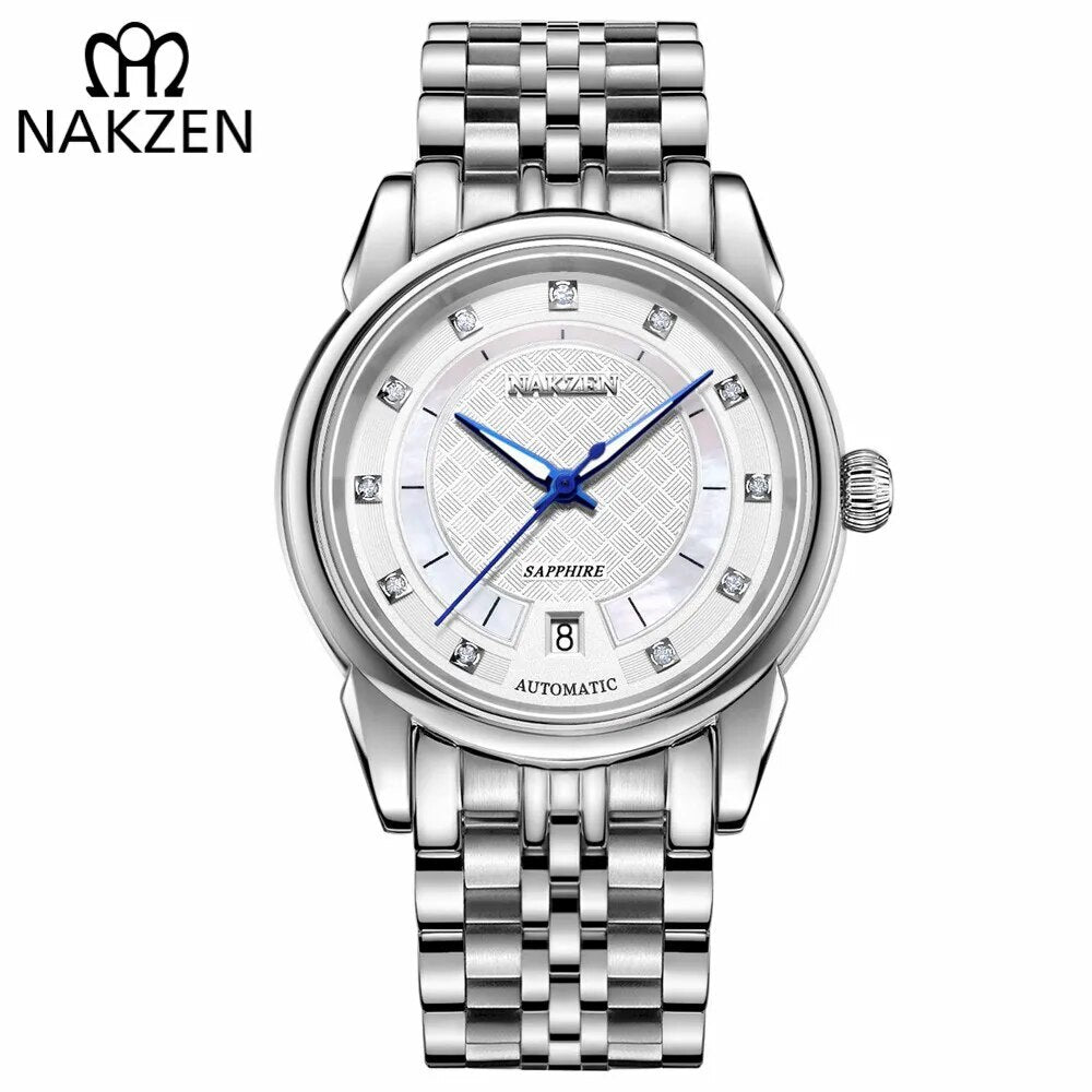 NAKZEN Men Japan Automatic NH35 Movement Mechanical Watch Mens Luminous Waterproof Diamond Classic Wrist Watches Reloj Hombre 6033