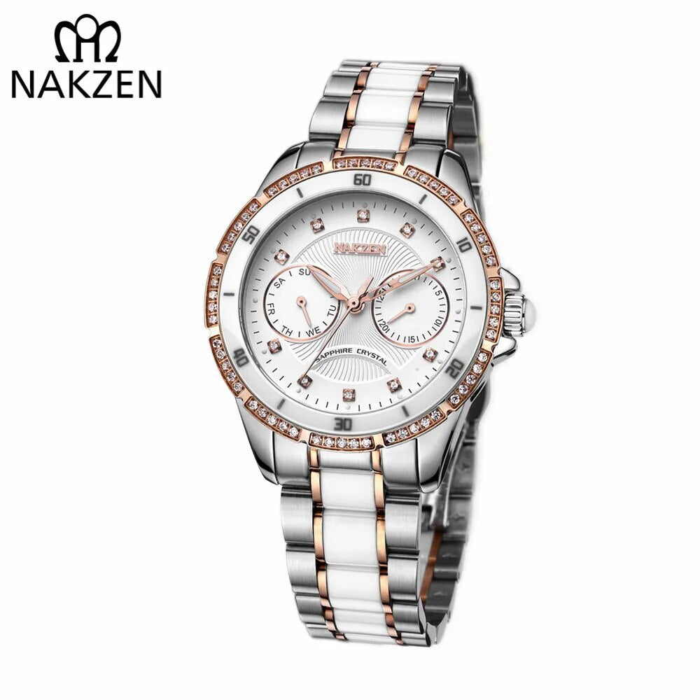 NAKZEN Women Fashion Ceramic Quartz Watch Ladies Casual Dress Diamond Watches Luxury Brand Wristwatches Feminino Montre Relogio 6012