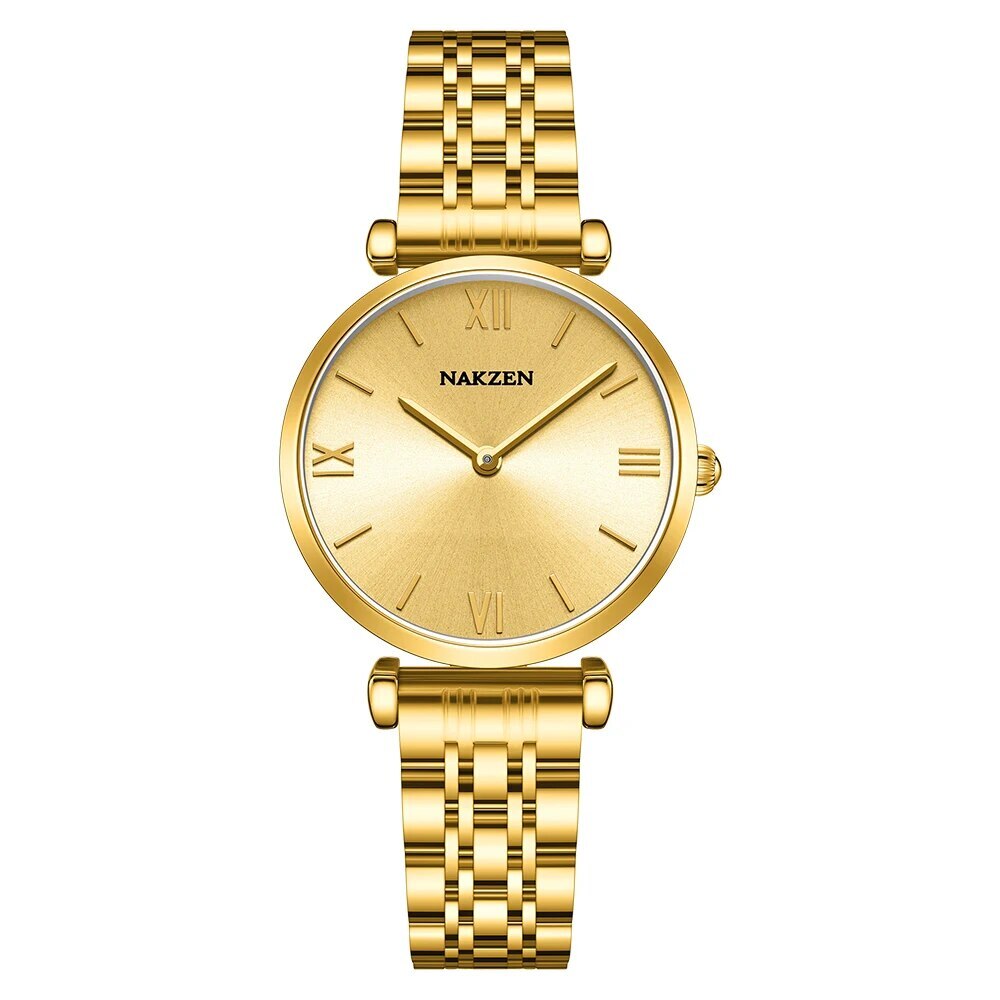 NAKZEN Luxury Crystal Watch Women Waterproof Rose Gold Steel Strap Ladies Wrist Watches Top Brand Bracelet Clock Relogio Feminino 4153