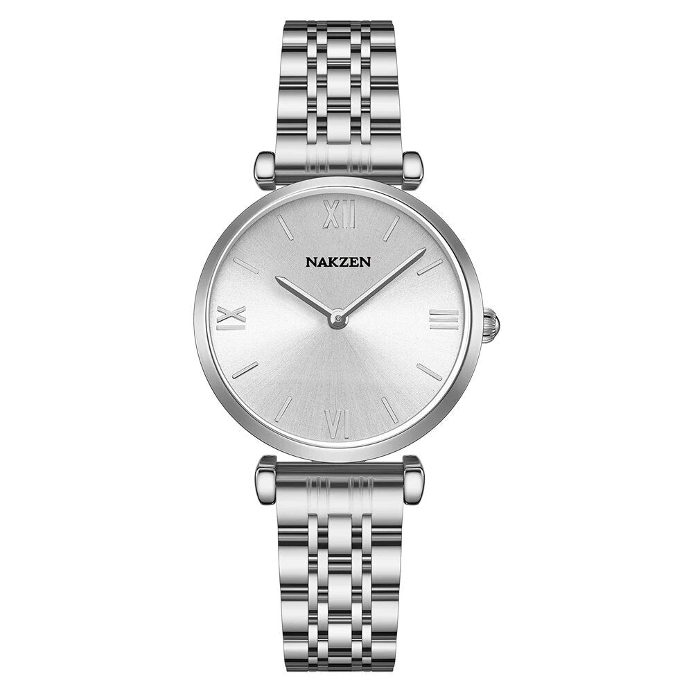 NAKZEN Luxury Crystal Watch Women Waterproof Rose Gold Steel Strap Ladies Wrist Watches Top Brand Bracelet Clock Relogio Feminino 4153
