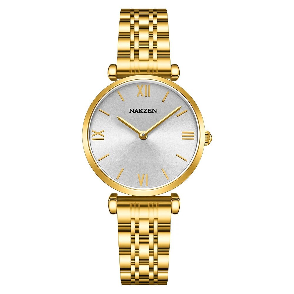 NAKZEN Luxury Crystal Watch Women Waterproof Rose Gold Steel Strap Ladies Wrist Watches Top Brand Bracelet Clock Relogio Feminino 4153