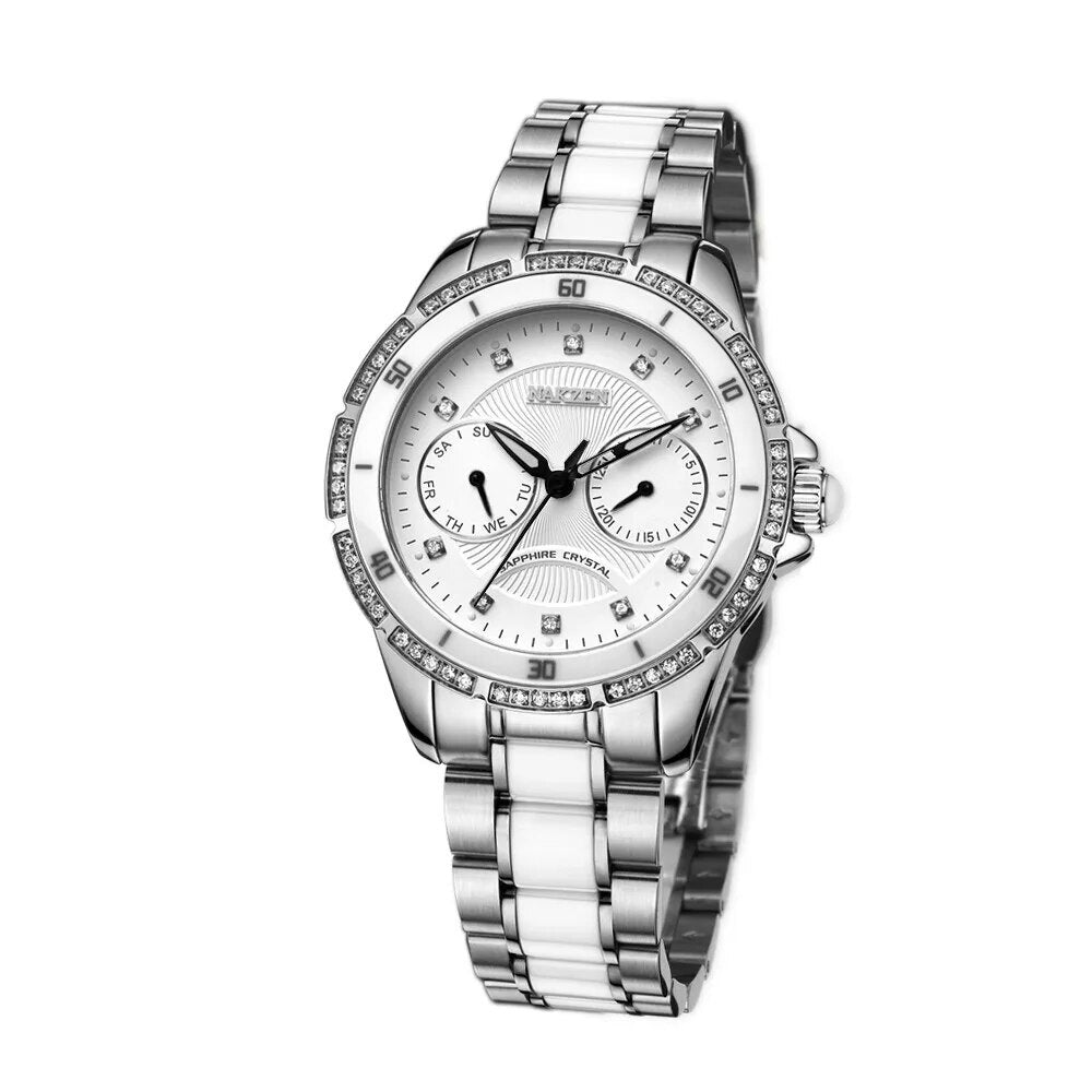 NAKZEN Women Fashion Ceramic Quartz Watch Ladies Casual Dress Diamond Watches Luxury Brand Wristwatches Feminino Montre Relogio 6012