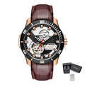 MEGIR Fashion Leather Watches for Men Sapphire Stainless Steel Automatic Mechanical Watch Sports Clock Montre Homme 62069