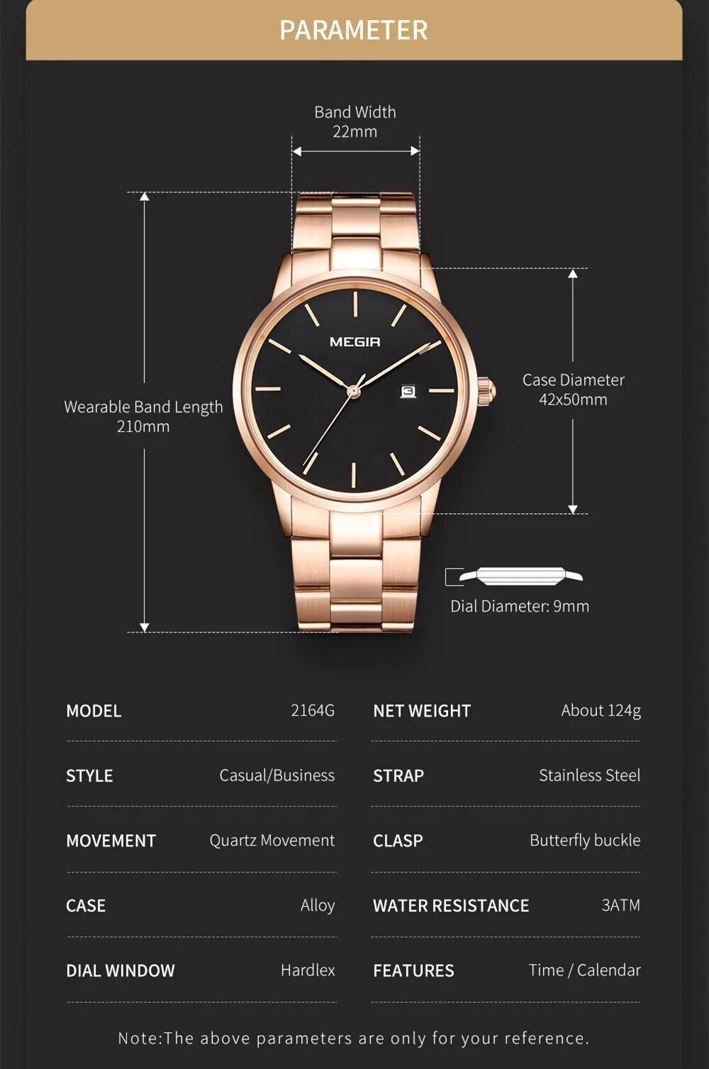 MEGIR Quartz Watch for Men Top Brand Luxury Steel Band Wristwatches Business Casual Date Clock Waterproof Relogio Masculino 2164