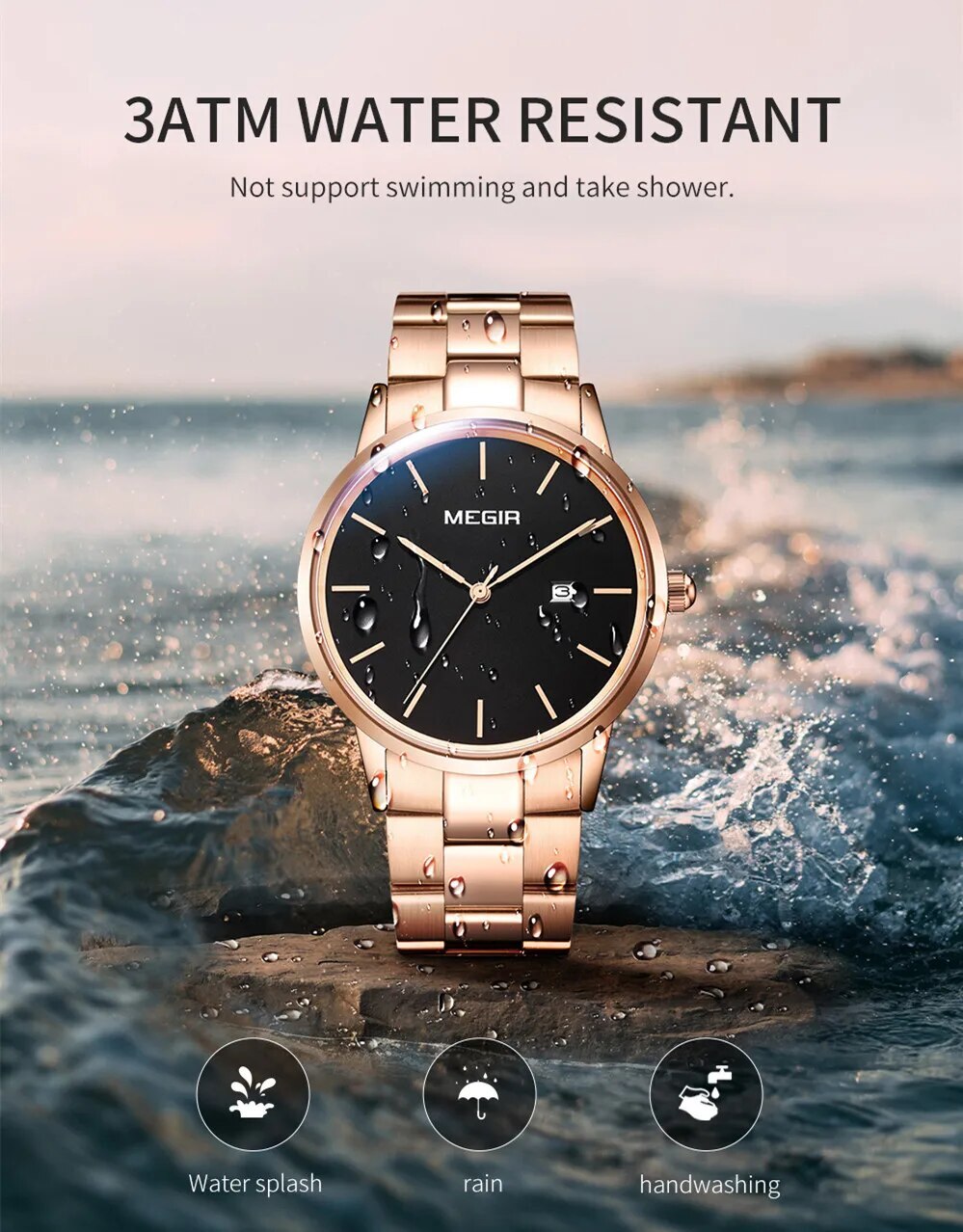 MEGIR Quartz Watch for Men Top Brand Luxury Steel Band Wristwatches Business Casual Date Clock Waterproof Relogio Masculino 2164