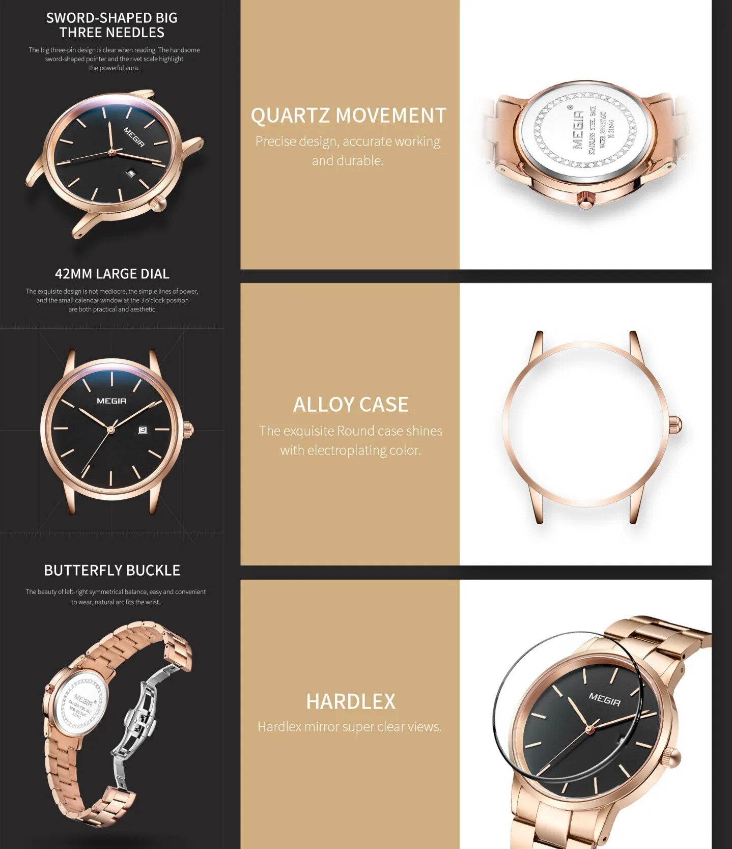 MEGIR Quartz Watch for Men Top Brand Luxury Steel Band Wristwatches Business Casual Date Clock Waterproof Relogio Masculino 2164