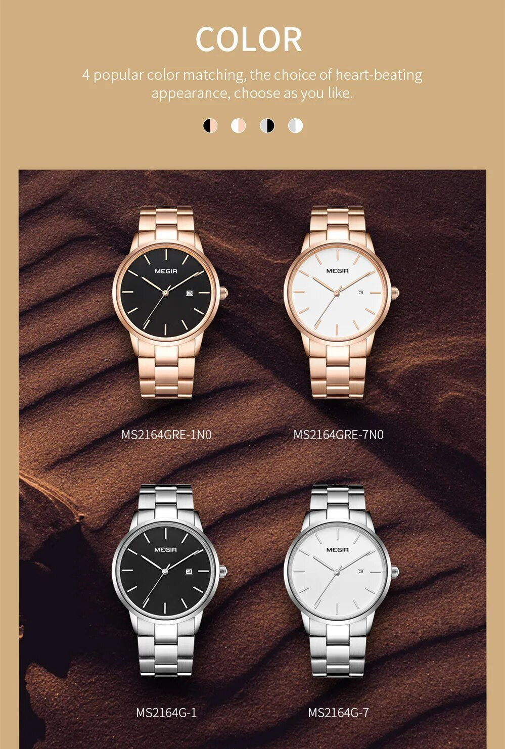 MEGIR Quartz Watch for Men Top Brand Luxury Steel Band Wristwatches Business Casual Date Clock Waterproof Relogio Masculino 2164