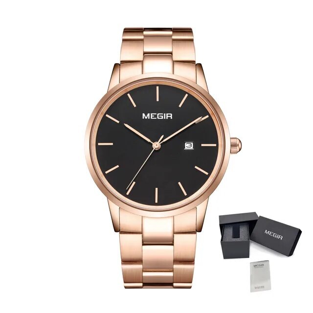 MEGIR Quartz Watch for Men Top Brand Luxury Steel Band Wristwatches Business Casual Date Clock Waterproof Relogio Masculino 2164