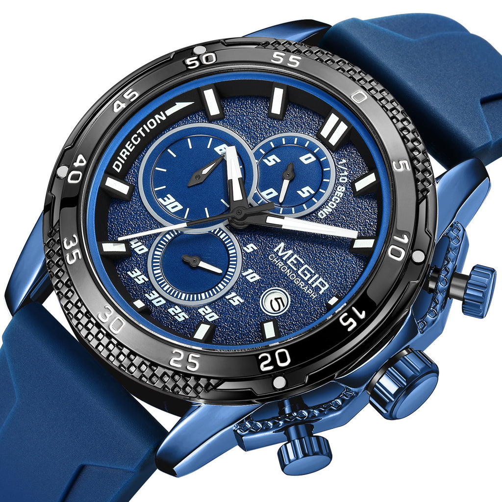 MEGIR Men's Watches Luxury Military Sport Wristwatches Waterproof Luminous Silicone Strap Quartz Chronograph Reloj Hombre 2211