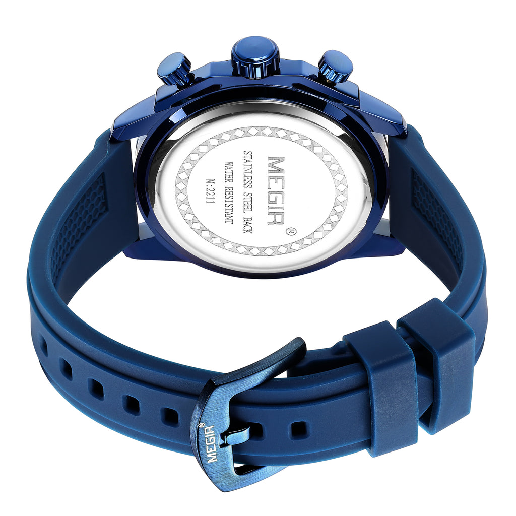 MEGIR Men's Watches Luxury Military Sport Wristwatches Waterproof Luminous Silicone Strap Quartz Chronograph Reloj Hombre 2211