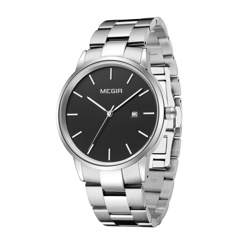 MEGIR Quartz Watch for Men Top Brand Luxury Steel Band Wristwatches Business Casual Date Clock Waterproof Relogio Masculino 2164