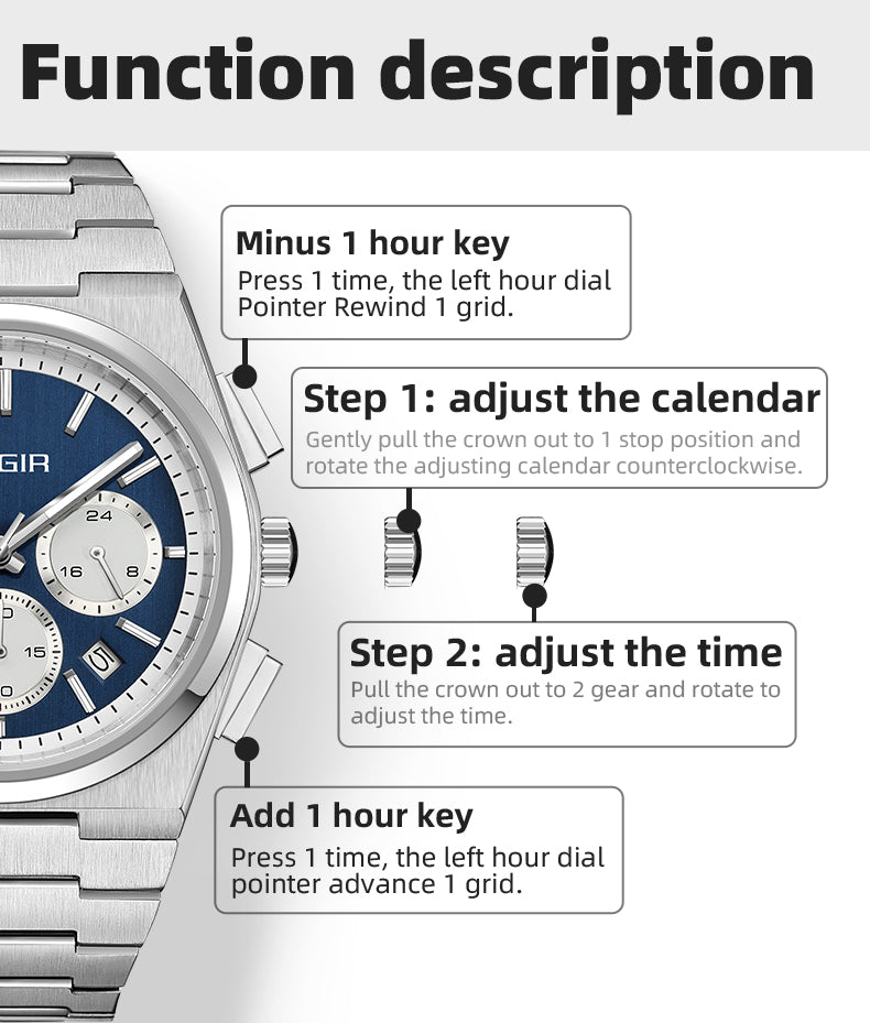 MEGIR Men's Business Watches Original Analogue Quartz Wrist Watch Luminous 5ATM Waterproof Steel Large Dial Clock Reloj Hombre 8402