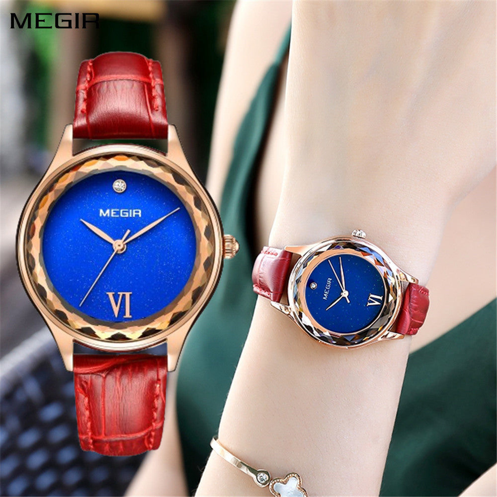 MEGIR Fashion Watch for Women Luxury Leather Casual Simple Quartz Wristwatch Waterproof Ladies Dress Clock Relogio Feminino 4208
