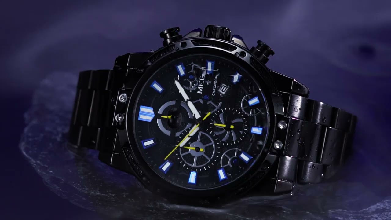 MEGIR Luxury Business Watches for Man Stainless Steel Strap Quartz Casual Wristwatch Waterproof Calendar Men Chronograph 2108