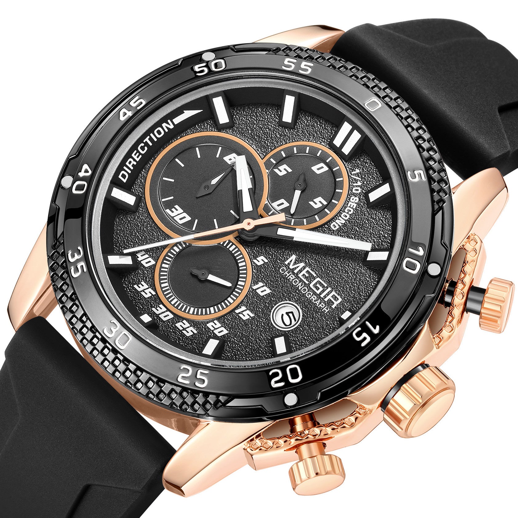 MEGIR Men's Watches Luxury Military Sport Wristwatches Waterproof Luminous Silicone Strap Quartz Chronograph Reloj Hombre 2211