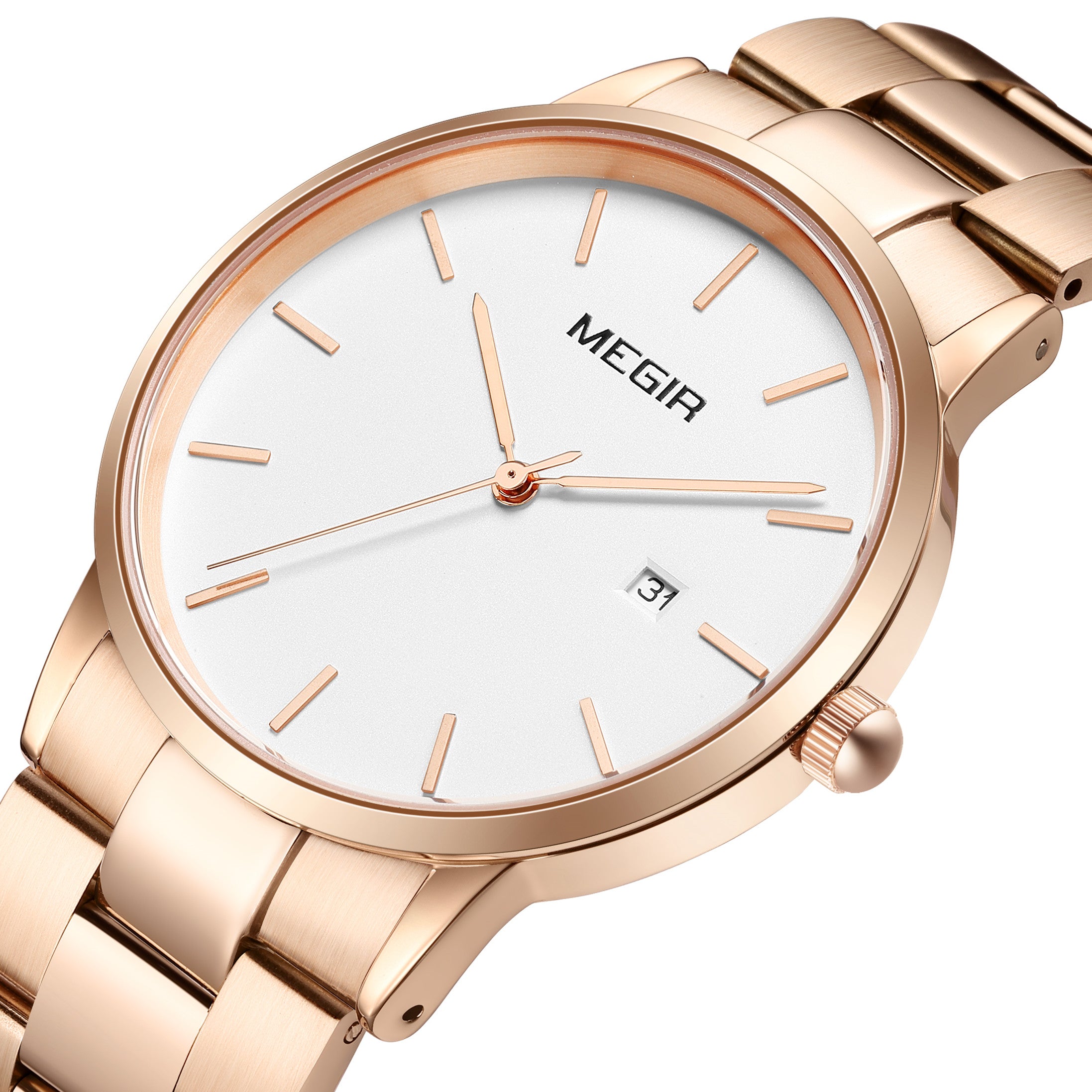 MEGIR Quartz Watch for Men Top Brand Luxury Steel Band Wristwatches Business Casual Date Clock Waterproof Relogio Masculino 2164