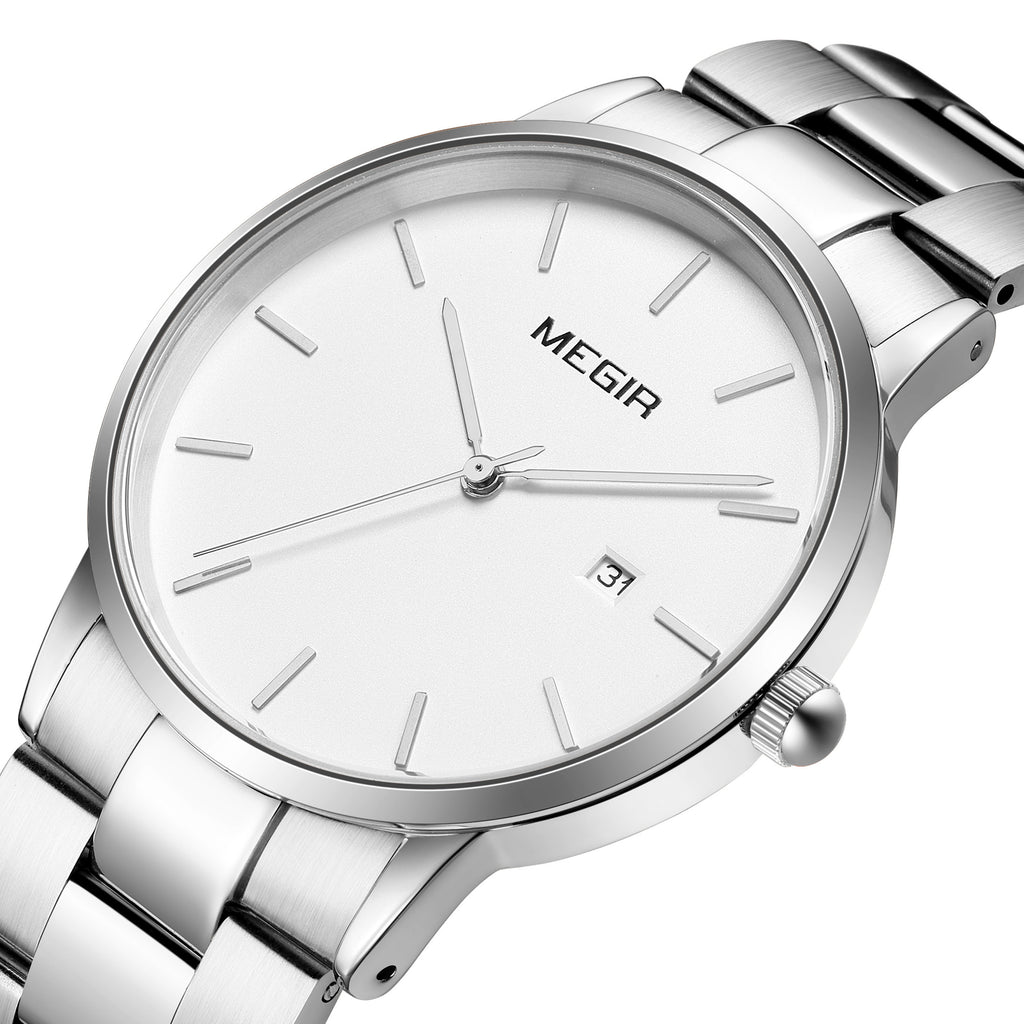 MEGIR Quartz Watch for Men Top Brand Luxury Steel Band Wristwatches Business Casual Date Clock Waterproof Relogio Masculino 2164