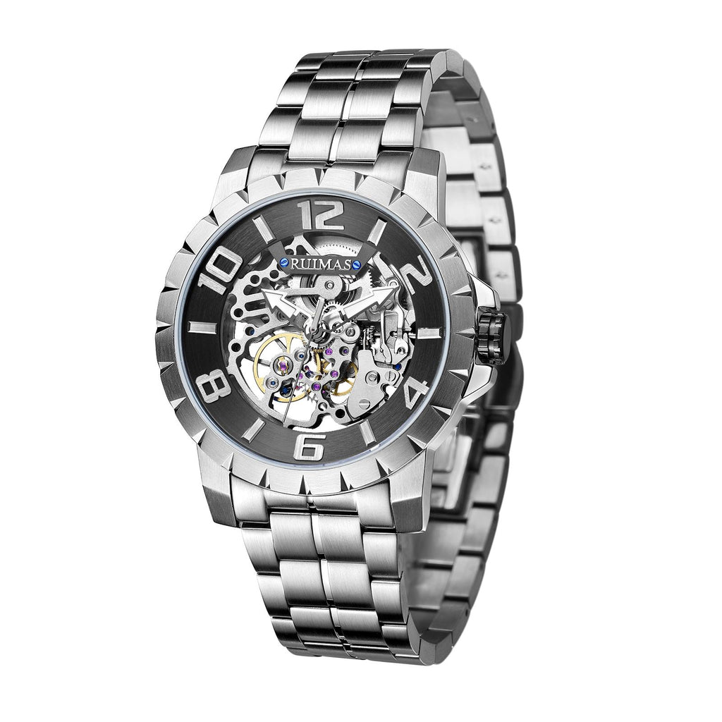 RUIMAS Men Mechanical Watch Luxury Automatic Stainless Steel Bracelet Wristwatches 5ATM Waterproof Clock Relogio Masculino 6784