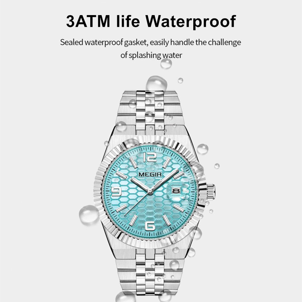MEGIR Original Men Business Leisure Watches Stainless Steel Bracelet Quartz Wristwatch Waterproof Luminous Date Clock Reloj Hombre 1101