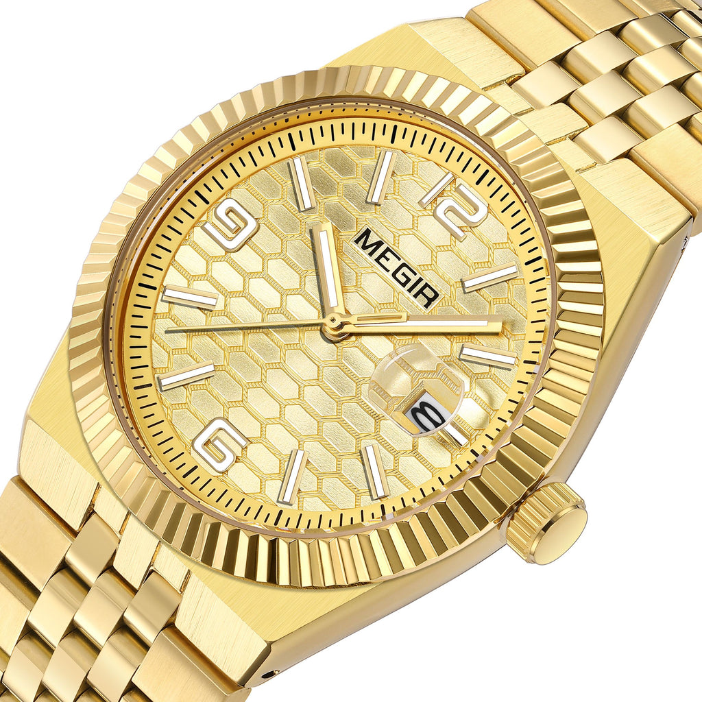 MEGIR Original Men Business Leisure Watches Stainless Steel Bracelet Quartz Wristwatch Waterproof Luminous Date Clock Reloj Hombre 1101