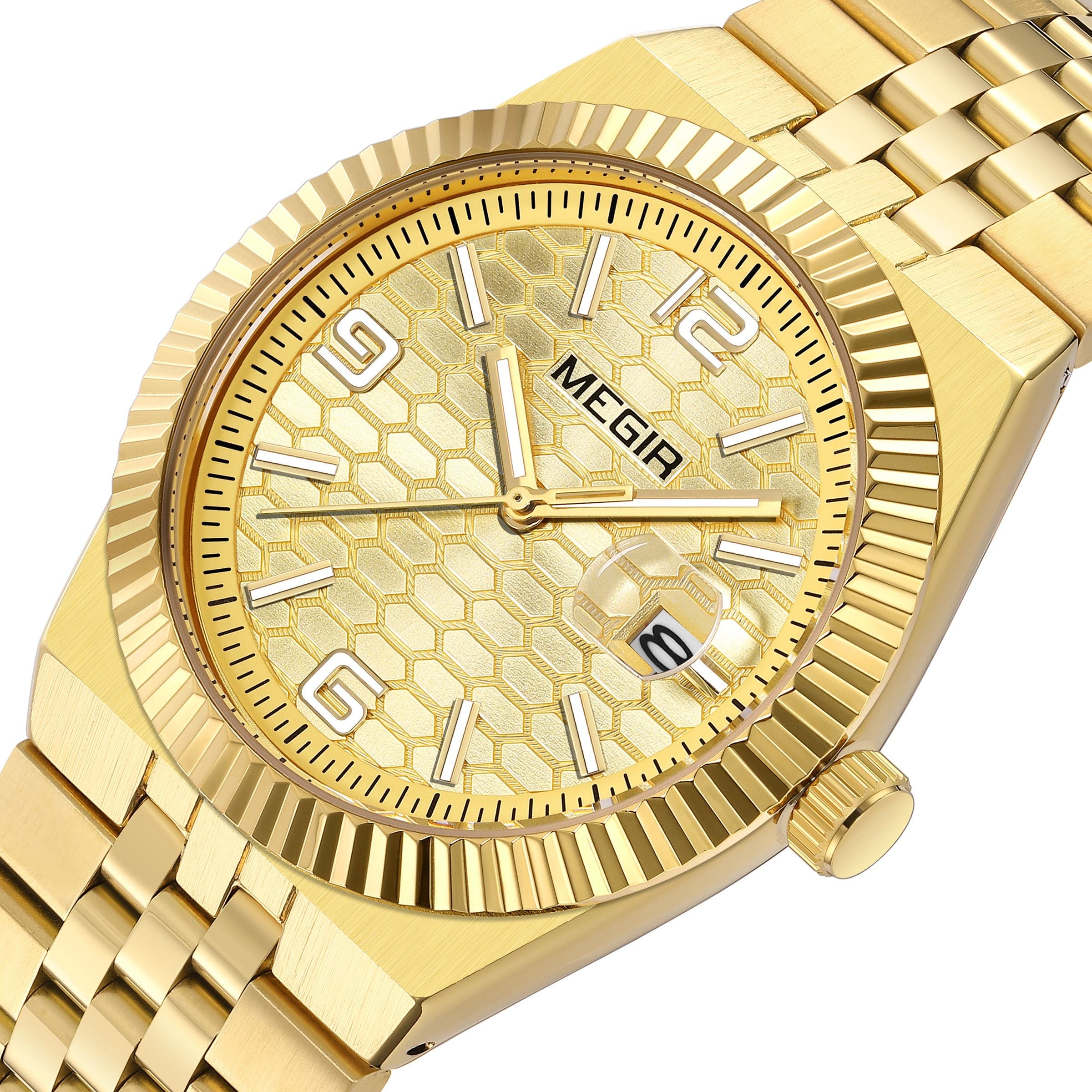 MEGIR Original Men Business Leisure Watches Stainless Steel Bracelet Quartz Wristwatch Waterproof Luminous Date Clock Reloj Hombre 1101