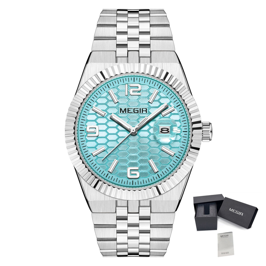 MEGIR Original Men Business Leisure Watches Stainless Steel Bracelet Quartz Wristwatch Waterproof Luminous Date Clock Reloj Hombre 1101