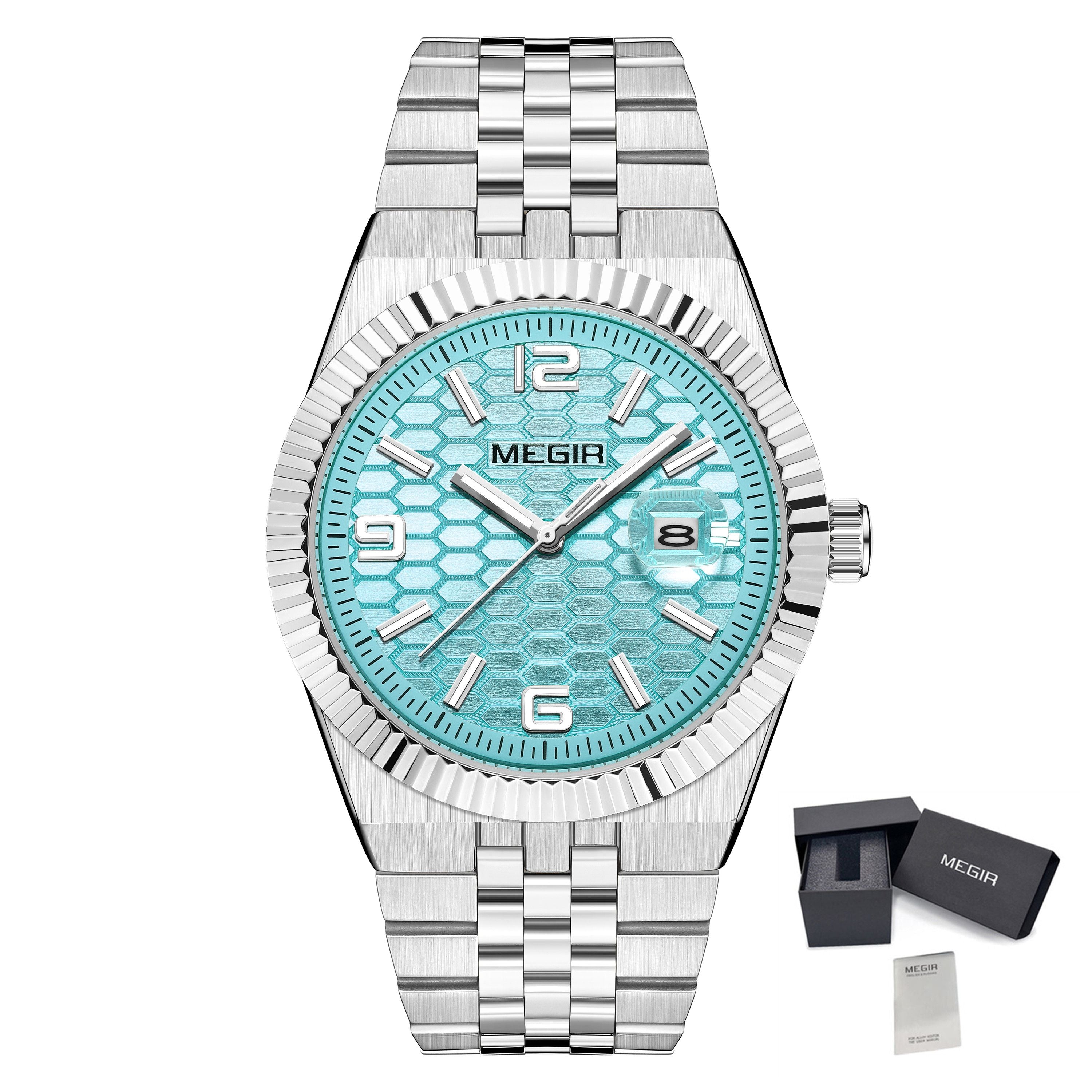 MEGIR Original Men Business Leisure Watches Stainless Steel Bracelet Quartz Wristwatch Waterproof Luminous Date Clock Reloj Hombre 1101