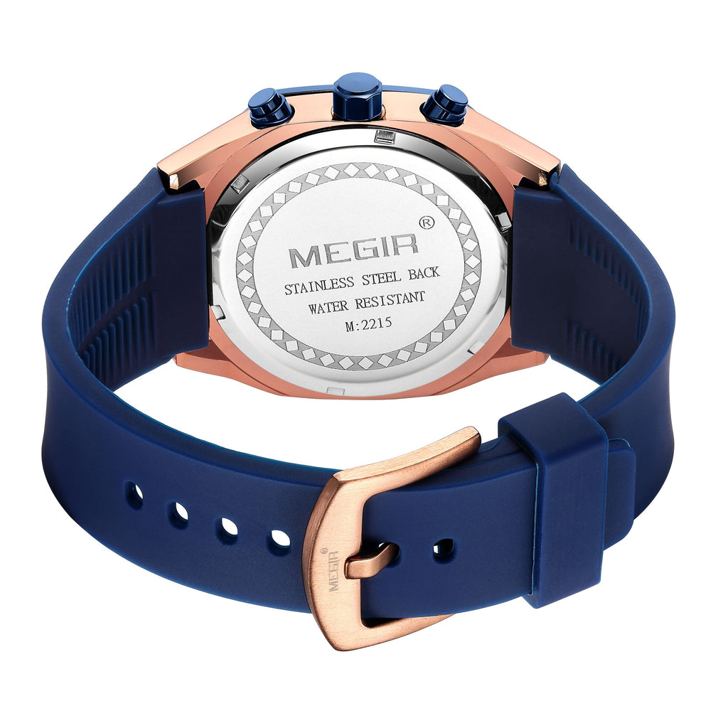 MEGIR Fashion Sport Military Watches for Men Luxury Quartz Wristwatch Silicone Strap Waterproof Date Clock 24-hour Reloj Hombre 2215