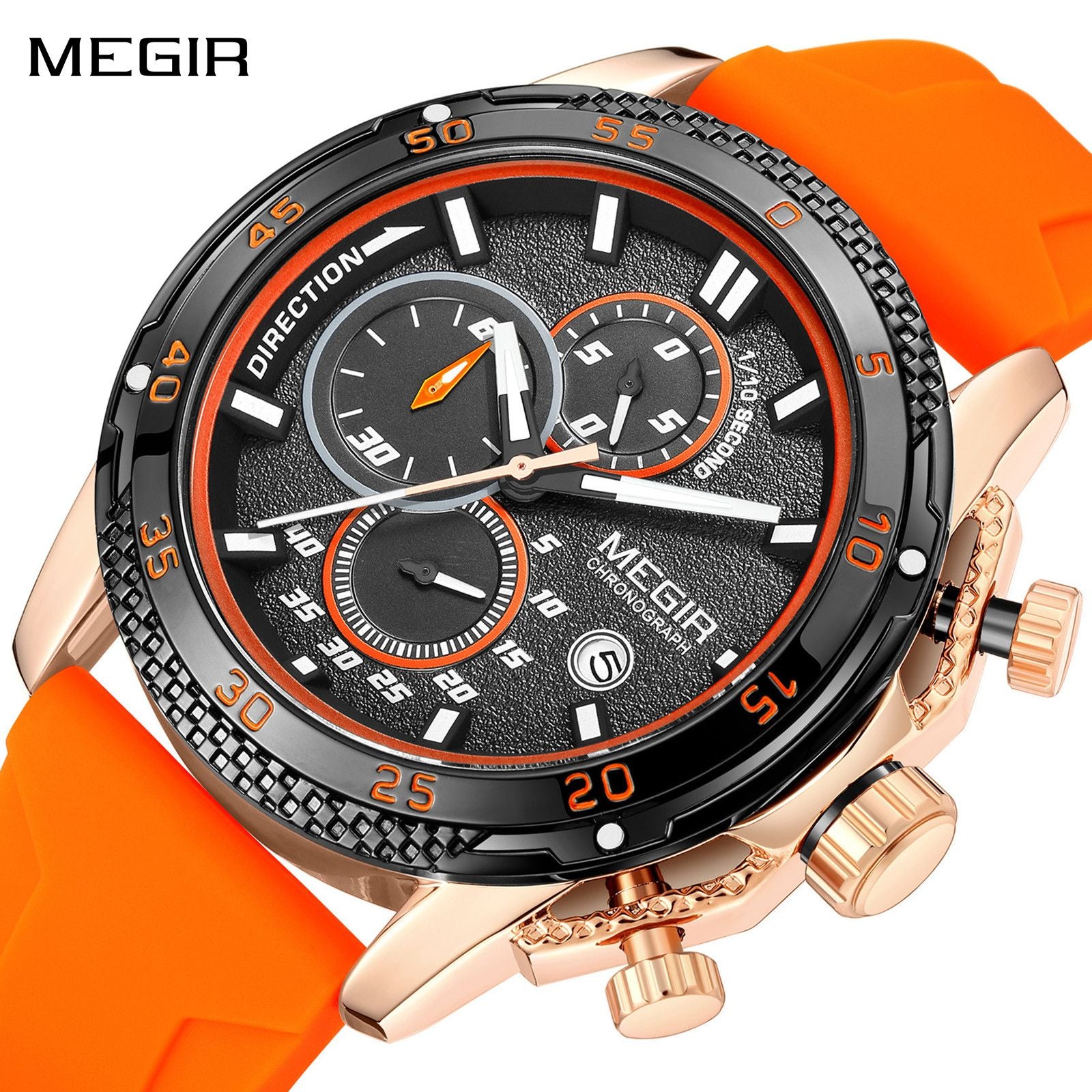 MEGIR Men's Watches Luxury Military Sport Wristwatches Waterproof Luminous Silicone Strap Quartz Chronograph Reloj Hombre 2211