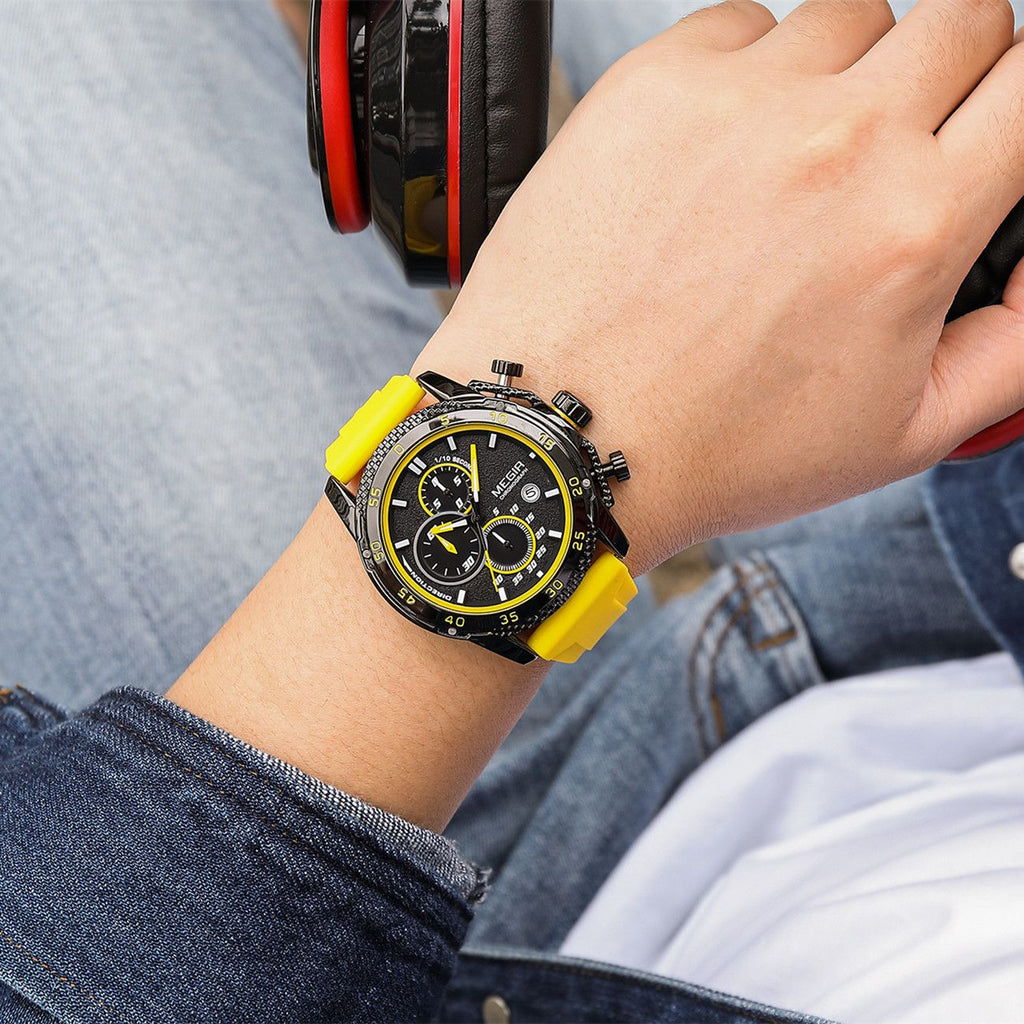 MEGIR Men's Watches Luxury Military Sport Wristwatches Waterproof Luminous Silicone Strap Quartz Chronograph Reloj Hombre 2211