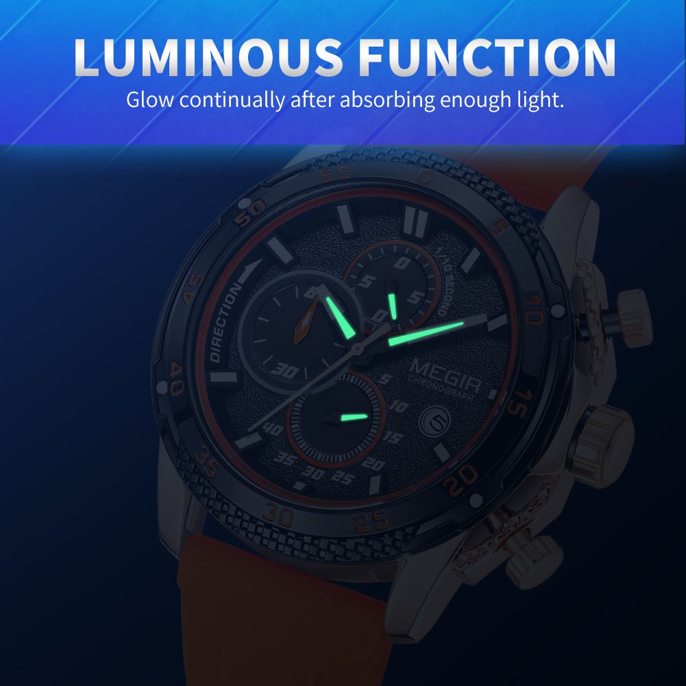 MEGIR Men's Watches Luxury Military Sport Wristwatches Waterproof Luminous Silicone Strap Quartz Chronograph Reloj Hombre 2211
