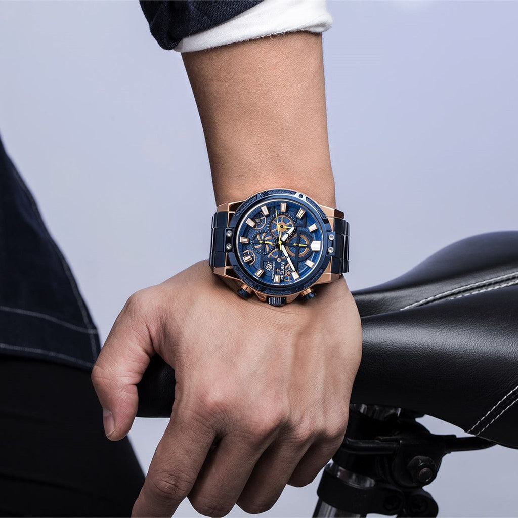 MEGIR Luxury Business Watches for Man Stainless Steel Strap Quartz Casual Wristwatch Waterproof Calendar Men Chronograph 2108