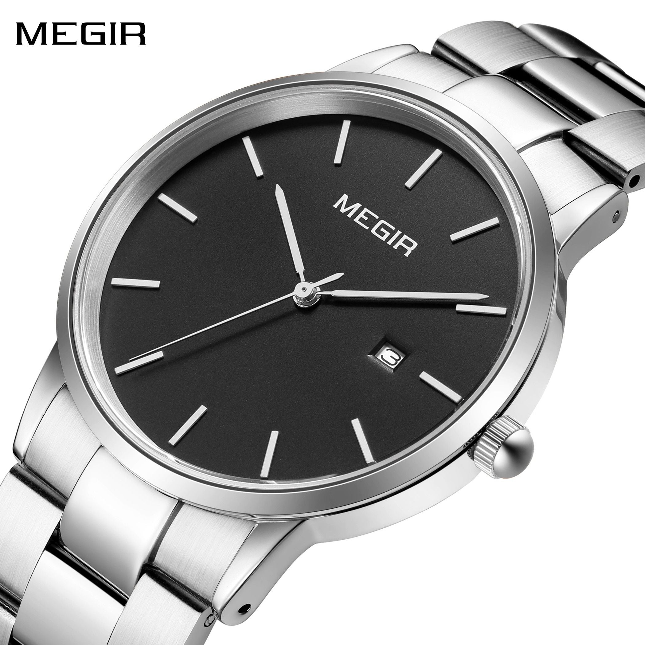 MEGIR Quartz Watch for Men Top Brand Luxury Steel Band Wristwatches Business Casual Date Clock Waterproof Relogio Masculino 2164