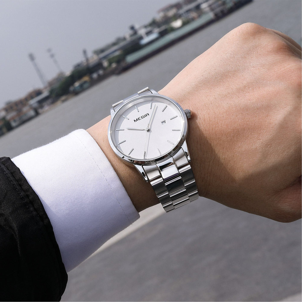 MEGIR Quartz Watch for Men Top Brand Luxury Steel Band Wristwatches Business Casual Date Clock Waterproof Relogio Masculino 2164