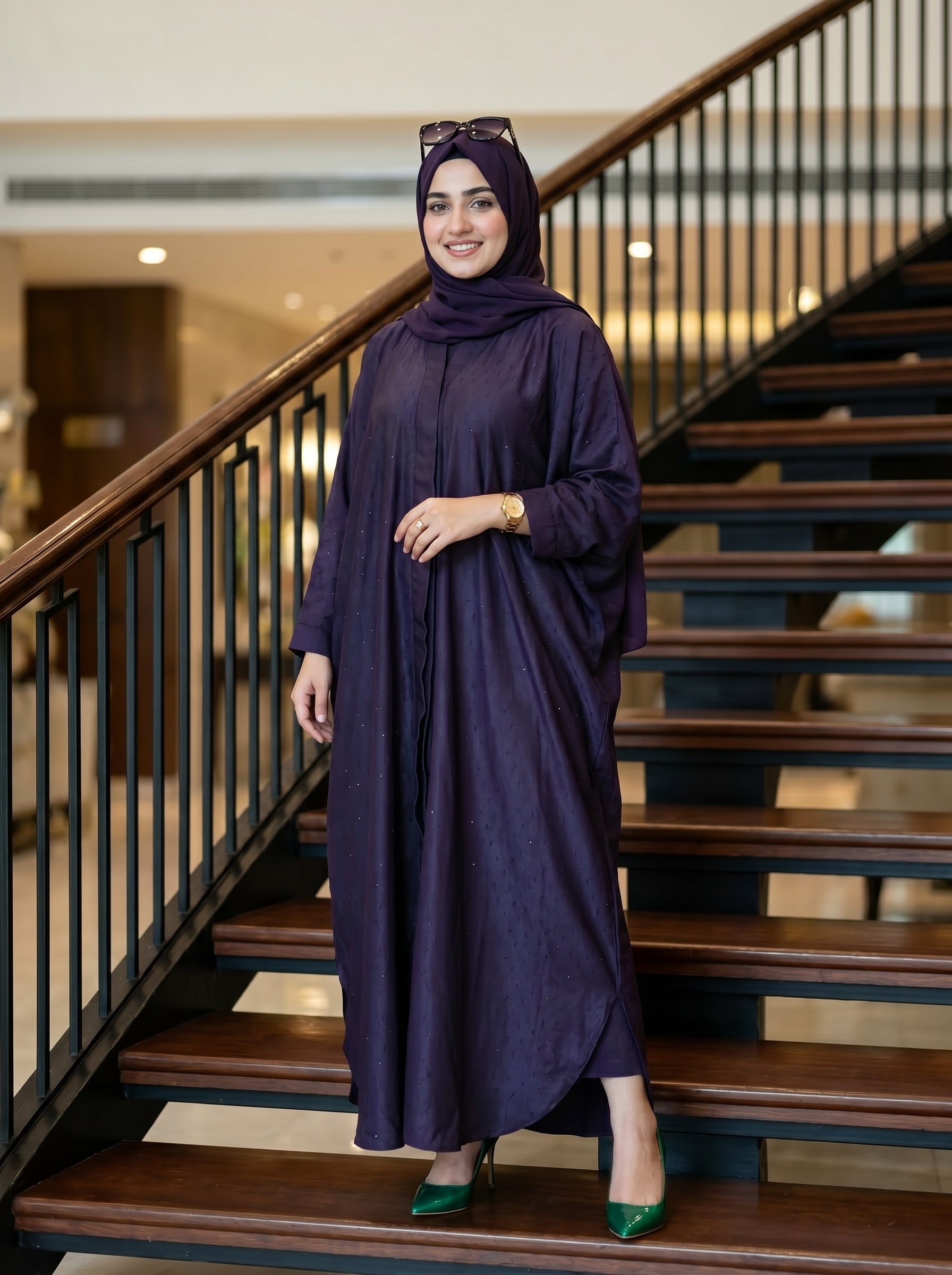 Women's Butterfly Abaya with Stone Work Free Size