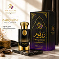MW ROYAL Zarqoom perfume with premium features including long-lasting scent, Eau De Parfum concentration, and luxury fragrance design.