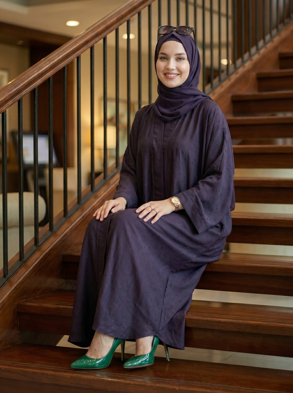 Women's Butterfly Abaya with Stone Work Free Size