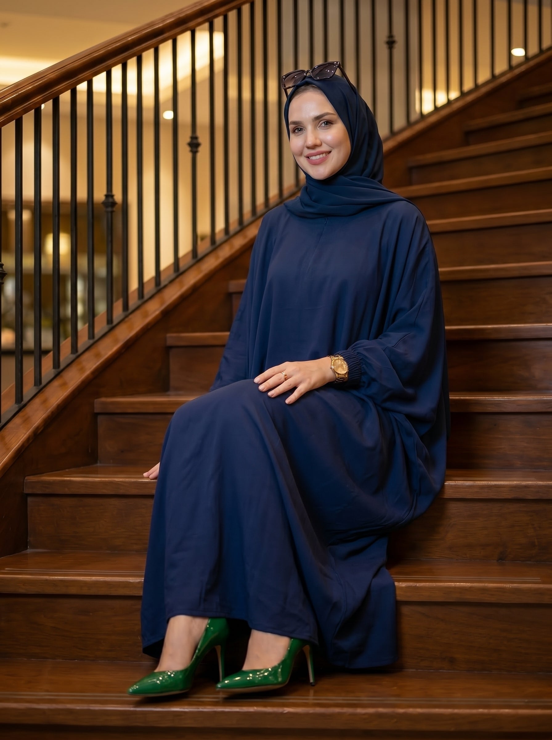 Women's Baggy Abaya Premium Georgette Navy Blue
