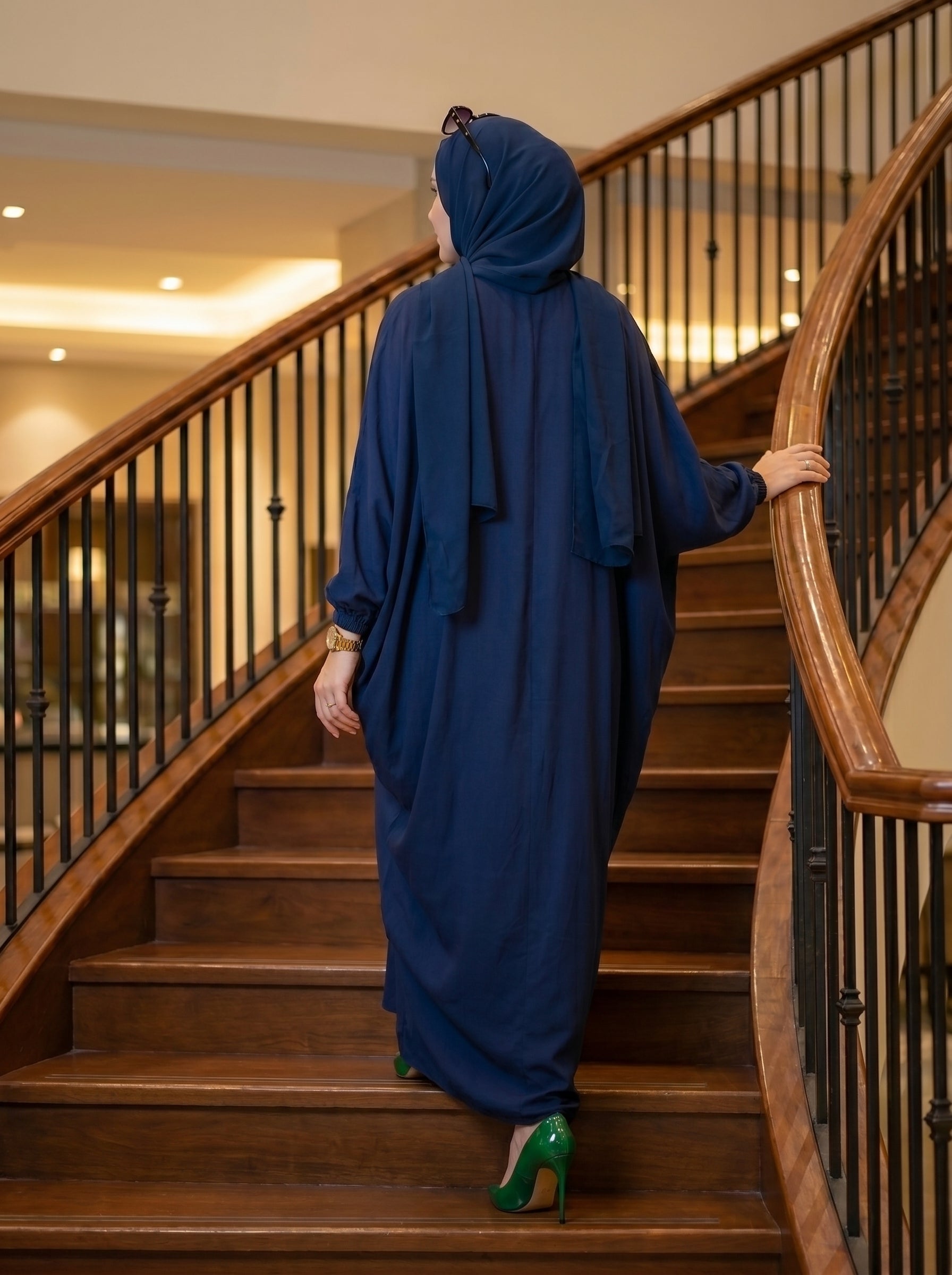 Women's Baggy Abaya Premium Georgette Navy Blue