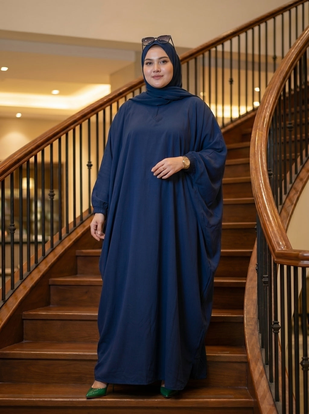 Women's Baggy Abaya Premium Georgette Navy Blue