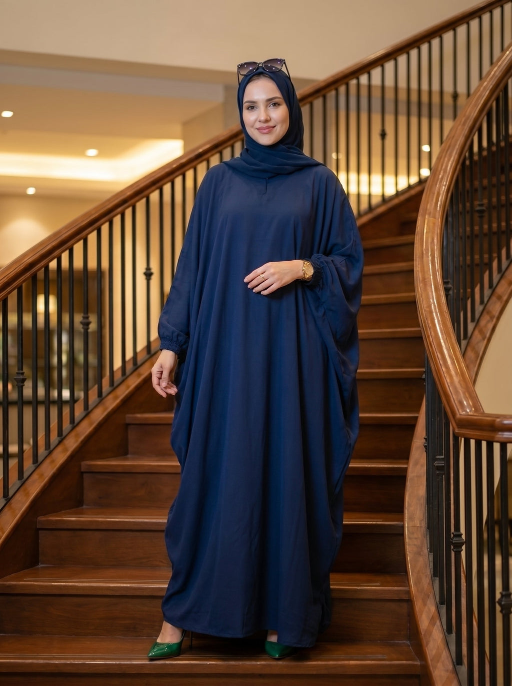 Women's Baggy Abaya Premium Georgette Navy Blue