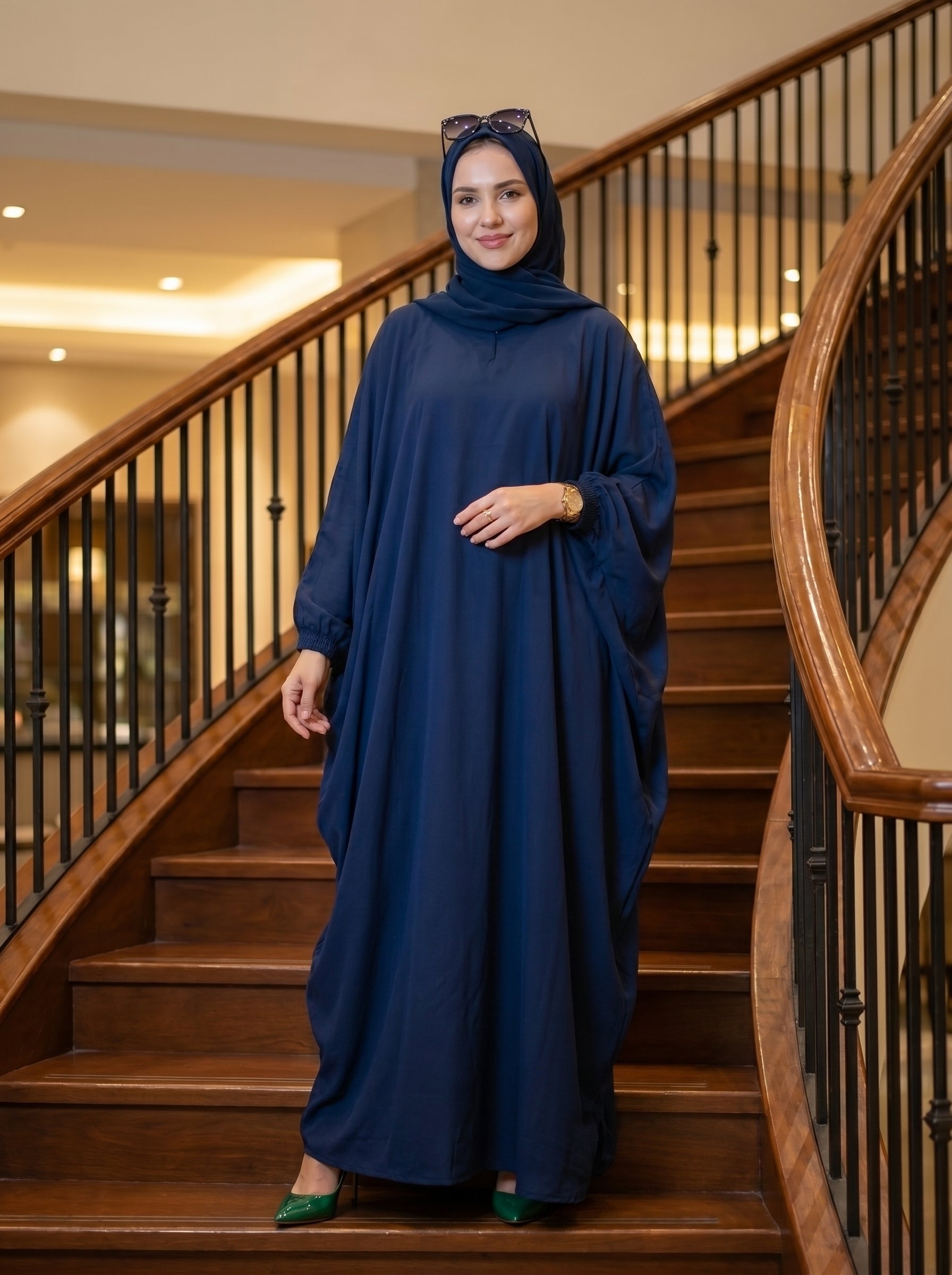 Women's Baggy Abaya Premium Georgette Navy Blue